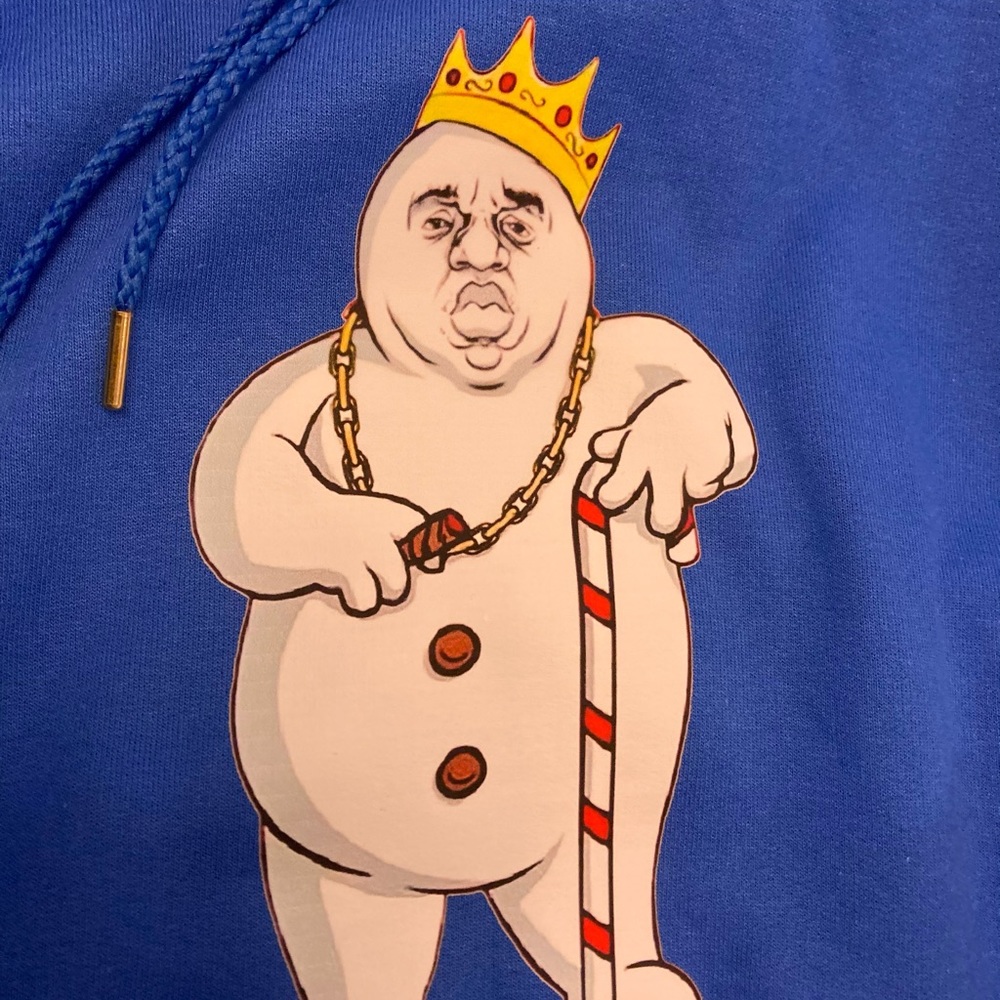 “SNOWTORIOUS” | Biggie | Notorious BIG Snowman Frost King Men’s Blue Hoodie